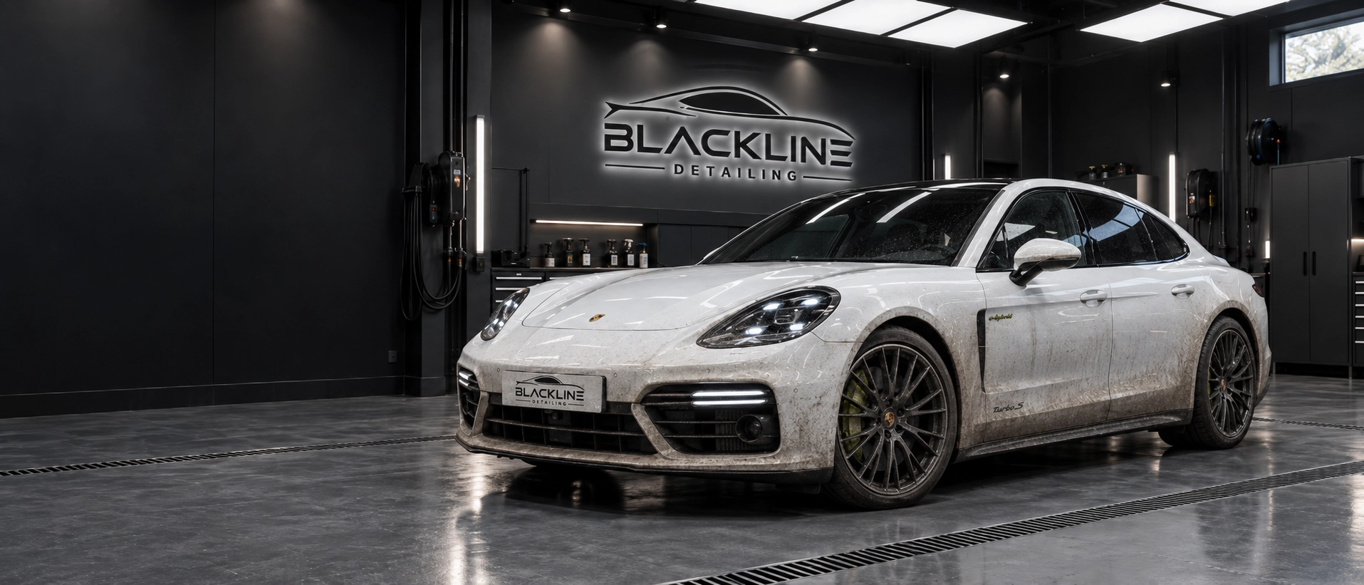 Example car in a detailing studio before the illustrated polishing sequence.