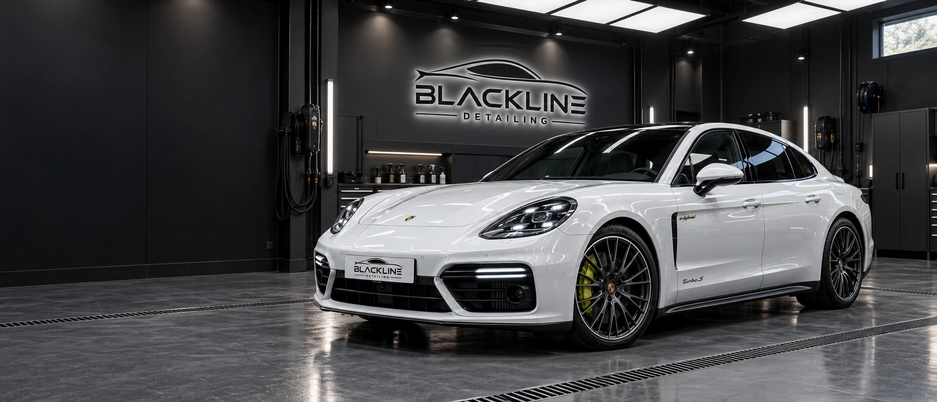 Example car in a detailing studio after the illustrated polishing sequence.