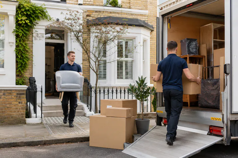 Northbound movers loading a removal van