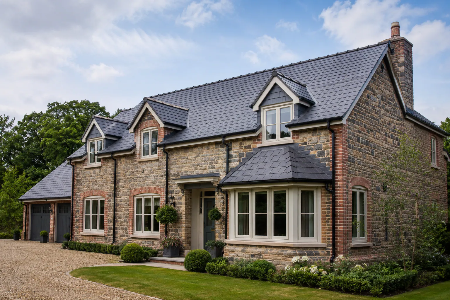 The refreshed website photograph of a completed slate roof